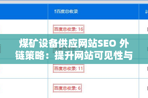 煤矿设备供应网站SEO 外链策略：提升网站可见性与流量的关键