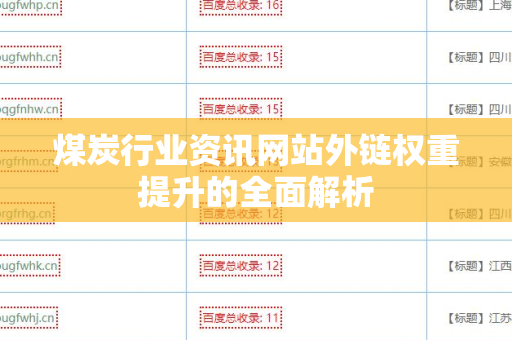 煤炭行业资讯网站外链权重提升的全面解析