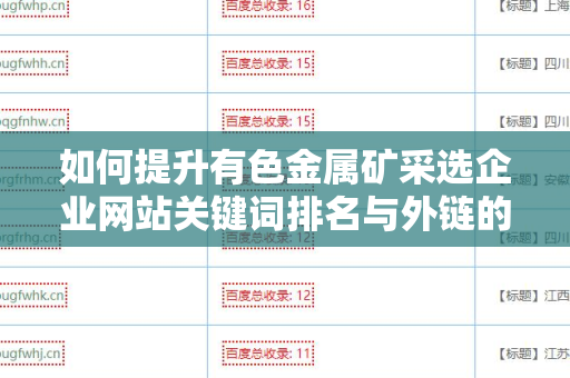 如何提升有色金属矿采选企业网站关键词排名与外链的有效策略