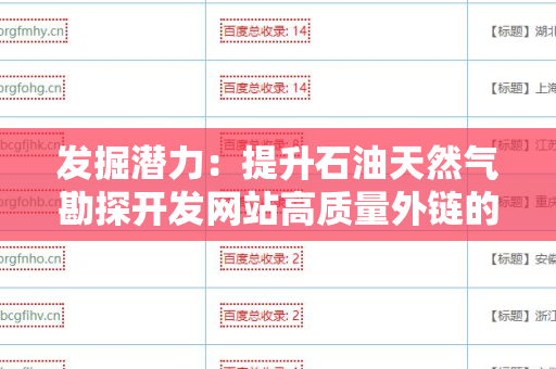 发掘潜力：提升石油天然气勘探开发网站高质量外链的策略