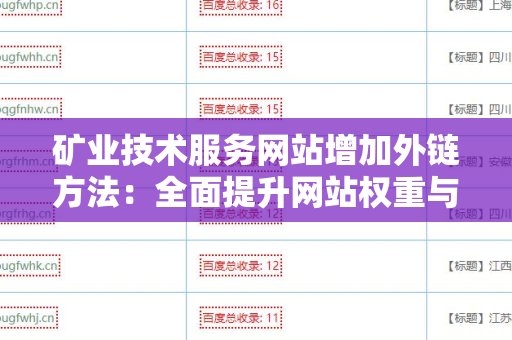 矿业技术服务网站增加外链方法：全面提升网站权重与流量