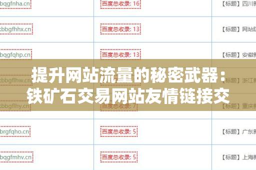 提升网站流量的秘密武器：铁矿石交易网站友情链接交换平台