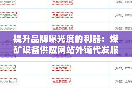 提升品牌曝光度的利器：煤矿设备供应网站外链代发服务