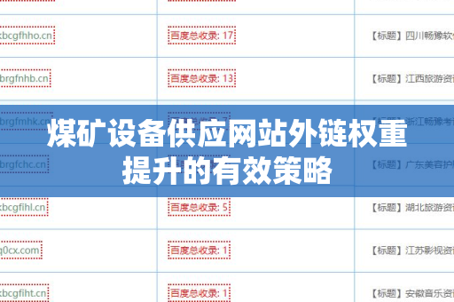 煤矿设备供应网站外链权重提升的有效策略