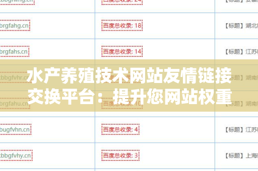 水产养殖技术网站友情链接交换平台：提升您网站权重的利器