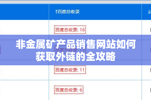 非金属矿产品销售网站如何获取外链的全攻略