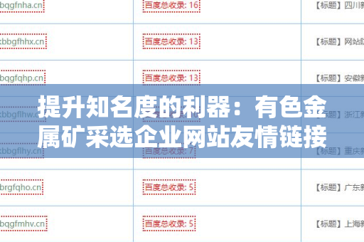 提升知名度的利器：有色金属矿采选企业网站友情链接交换平台