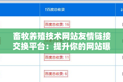 畜牧养殖技术网站友情链接交换平台：提升你的网站曝光率与流量