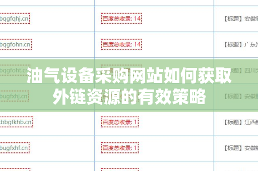油气设备采购网站如何获取外链资源的有效策略