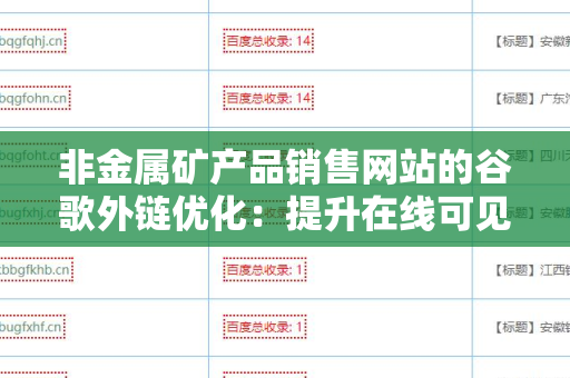 非金属矿产品销售网站的谷歌外链优化：提升在线可见性的策略