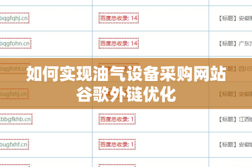 如何实现油气设备采购网站谷歌外链优化