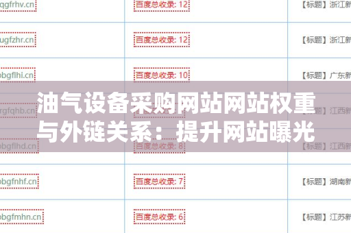 油气设备采购网站网站权重与外链关系：提升网站曝光度的关键策略
