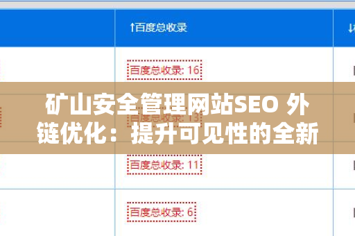 矿山安全管理网站SEO 外链优化：提升可见性的全新策略