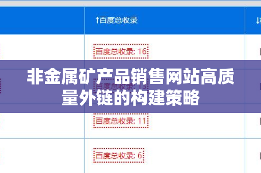 非金属矿产品销售网站高质量外链的构建策略
