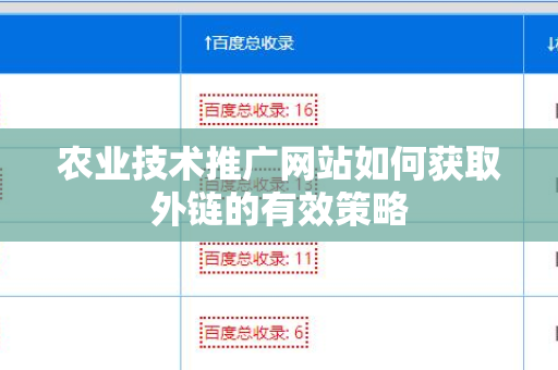 农业技术推广网站如何获取外链的有效策略