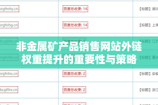 非金属矿产品销售网站外链权重提升的重要性与策略
