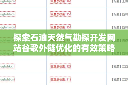 探索石油天然气勘探开发网站谷歌外链优化的有效策略