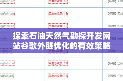 探索石油天然气勘探开发网站谷歌外链优化的有效策略