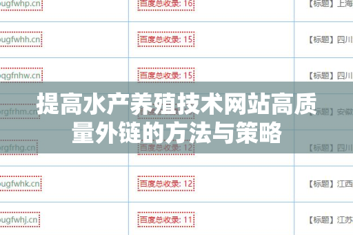 提高水产养殖技术网站高质量外链的方法与策略
