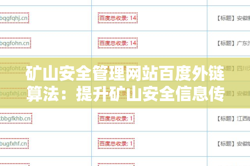 矿山安全管理网站百度外链算法：提升矿山安全信息传播的关键