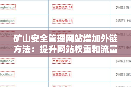 矿山安全管理网站增加外链方法：提升网站权重和流量的有效策略