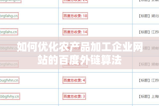 如何优化农产品加工企业网站的百度外链算法