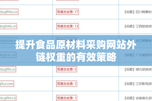 提升食品原材料采购网站外链权重的有效策略