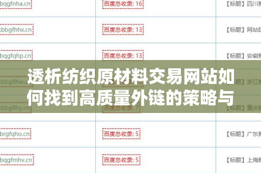 透析纺织原材料交易网站如何找到高质量外链的策略与技巧