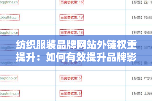 纺织服装品牌网站外链权重提升：如何有效提升品牌影响力