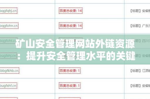 矿山安全管理网站外链资源：提升安全管理水平的关键