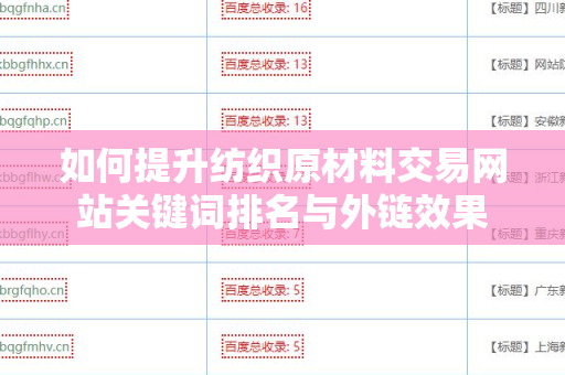 如何提升纺织原材料交易网站关键词排名与外链效果