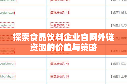 探索食品饮料企业官网外链资源的价值与策略