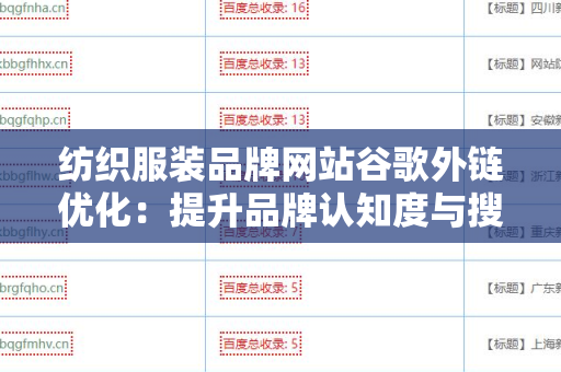 纺织服装品牌网站谷歌外链优化：提升品牌认知度与搜索排名的策略