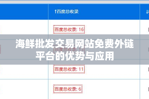 海鲜批发交易网站免费外链平台的优势与应用