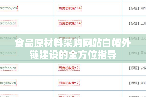 食品原材料采购网站白帽外链建设的全方位指导