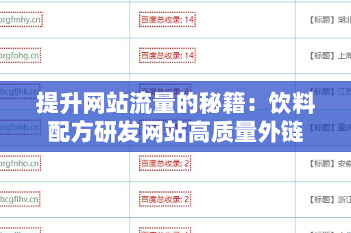 提升网站流量的秘籍：饮料配方研发网站高质量外链