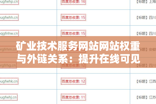 矿业技术服务网站网站权重与外链关系：提升在线可见性的关键