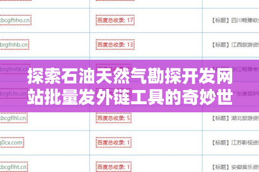 探索石油天然气勘探开发网站批量发外链工具的奇妙世界