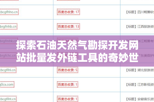 探索石油天然气勘探开发网站批量发外链工具的奇妙世界