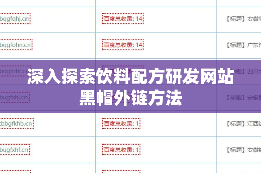 深入探索饮料配方研发网站黑帽外链方法