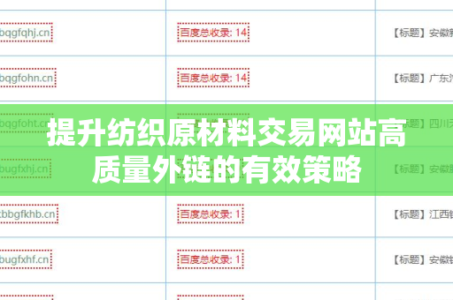 提升纺织原材料交易网站高质量外链的有效策略