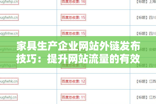 家具生产企业网站外链发布技巧：提升网站流量的有效手段