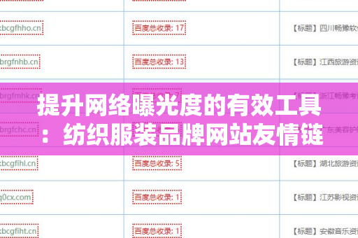 提升网络曝光度的有效工具：纺织服装品牌网站友情链接交换平台