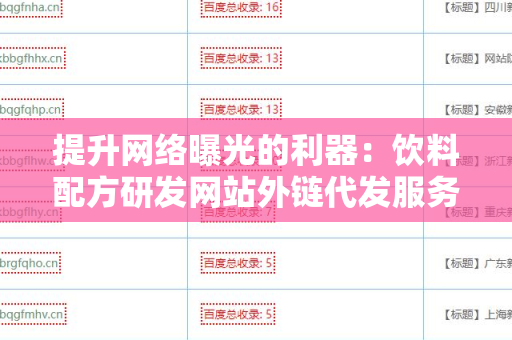 提升网络曝光的利器：饮料配方研发网站外链代发服务