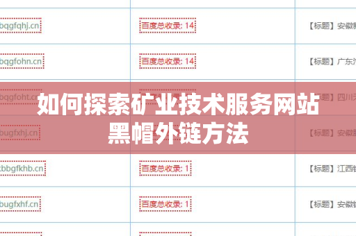 如何探索矿业技术服务网站黑帽外链方法