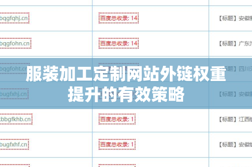 服装加工定制网站外链权重提升的有效策略