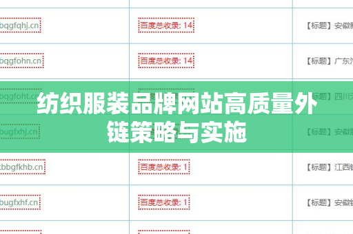 纺织服装品牌网站高质量外链策略与实施