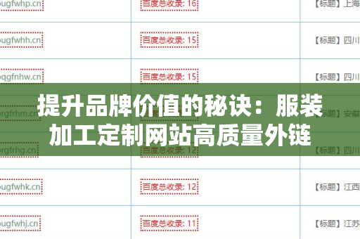 提升品牌价值的秘诀：服装加工定制网站高质量外链