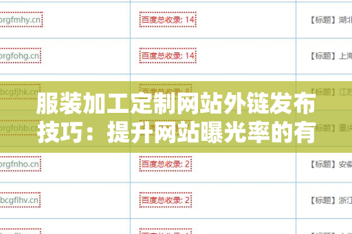 服装加工定制网站外链发布技巧：提升网站曝光率的有效方法