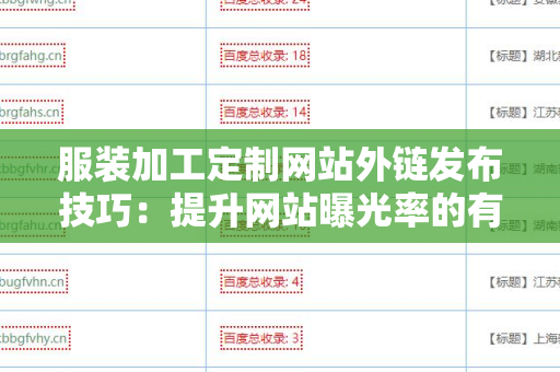 服装加工定制网站外链发布技巧：提升网站曝光率的有效方法